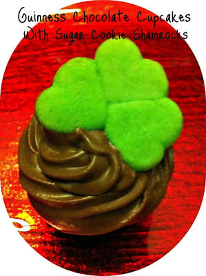 Guinness Cupcakes with Sugar Shamrock Cookies Recipe