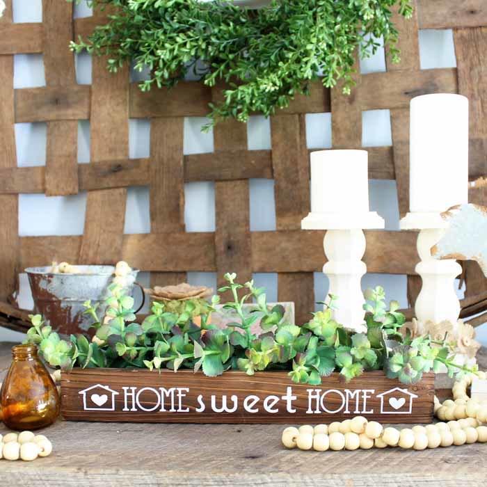 Wooden Box Centerpiece with Iron On - The Country Chic Cottage