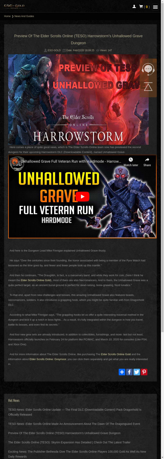 Preview Of The Elder Scrolls Online (TESO) Harrowstorm's Unhallowed Grave Dungeon - eso-gold.com