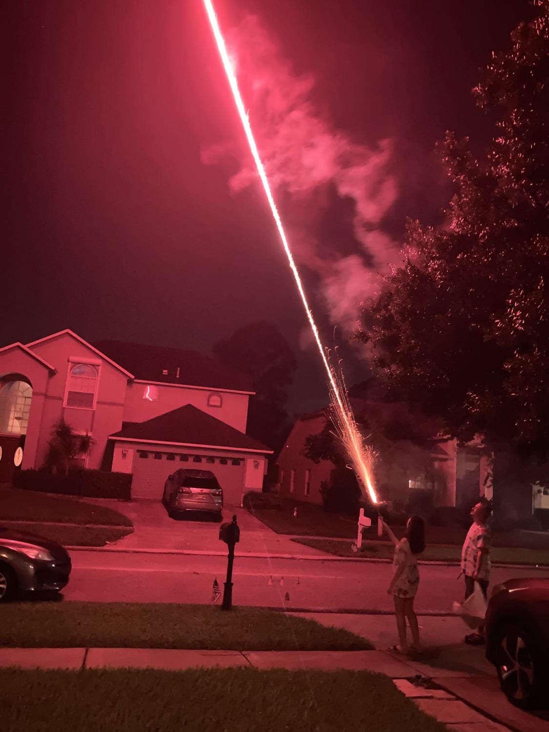 Perfectly timed roman candle shot