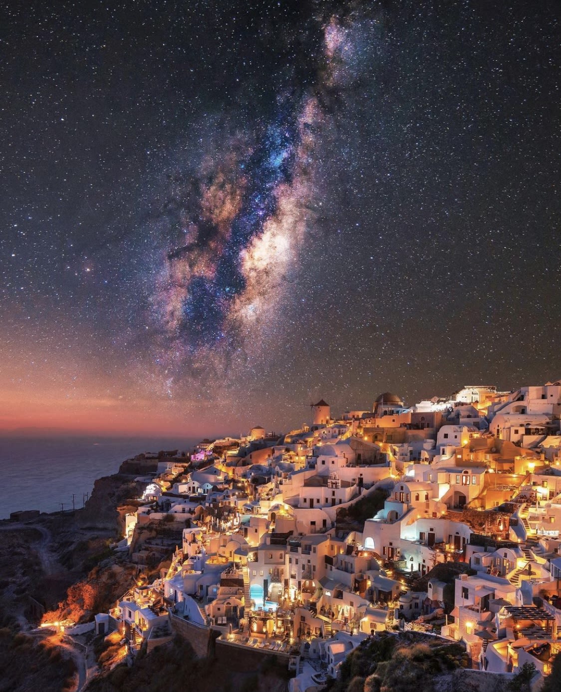 The Milky Way & Santorini, Greece