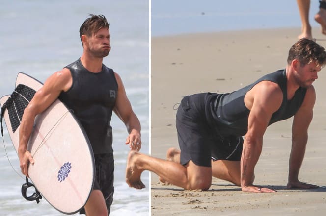 Chris Hemsworth stretches out on the beach and more star snaps