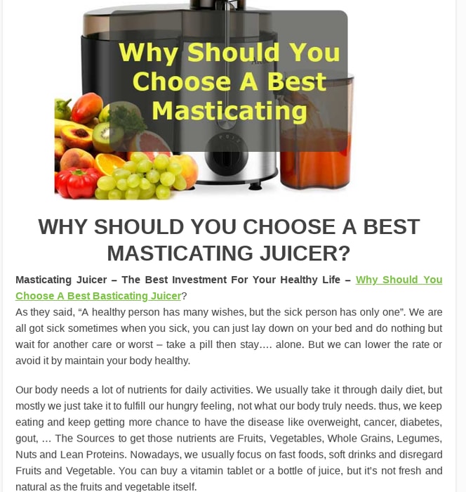 Why Should You Choose A Best Masticating Juicer?