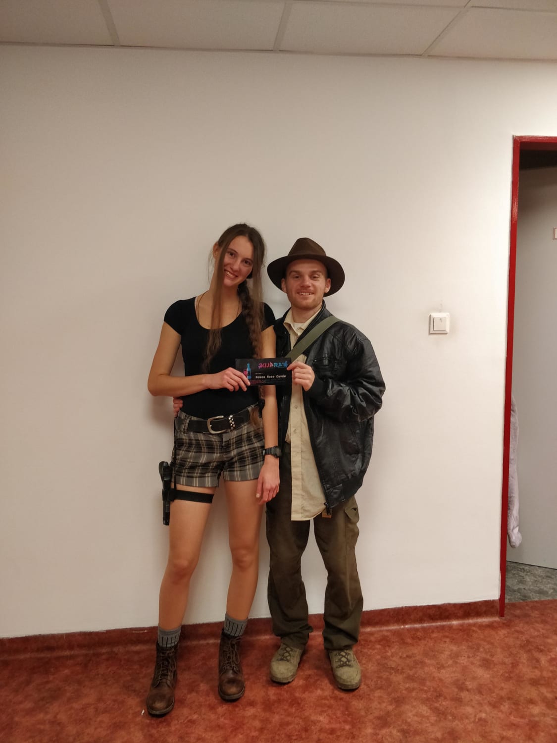 Me and my boyfriend win first prize as Indiana Jones and Lara Croft. We're both archeologists btw