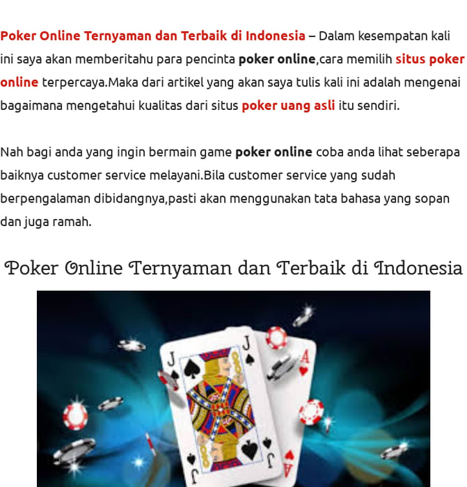 Poker Online Ternyaman dan Terbaik di Indonesia