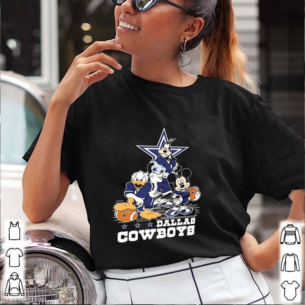 Goofy donald duck and mickey mouse dallas cowboys football shirt