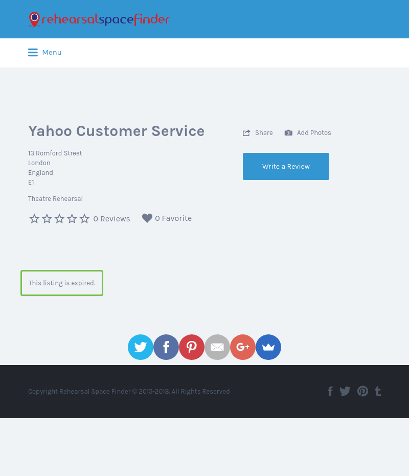 Yahoo Customer Service - Rehearsal Space Finder