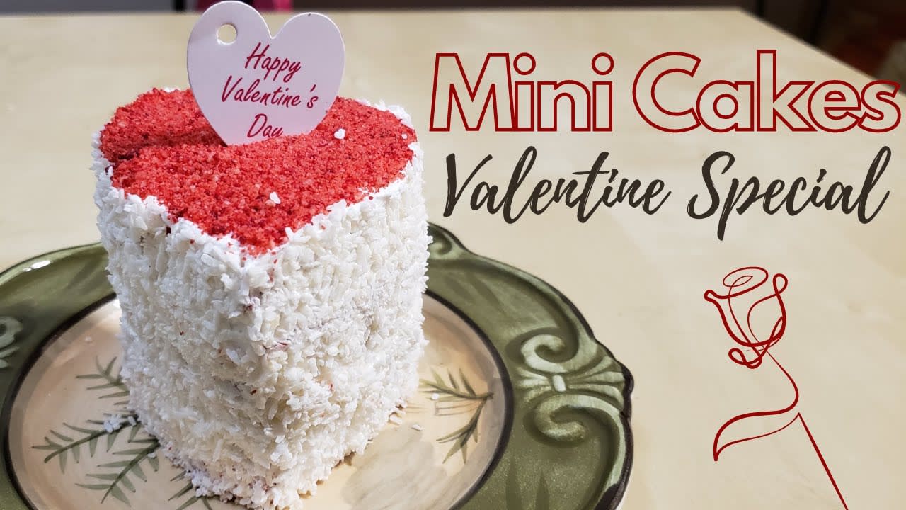 Valentine Mini Cakes | Layered Cake On Pan | Spongy Cake Recipe | Creamy & Fluffy | No Oven