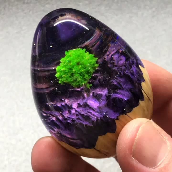 Starry Night Wood and Resin egg