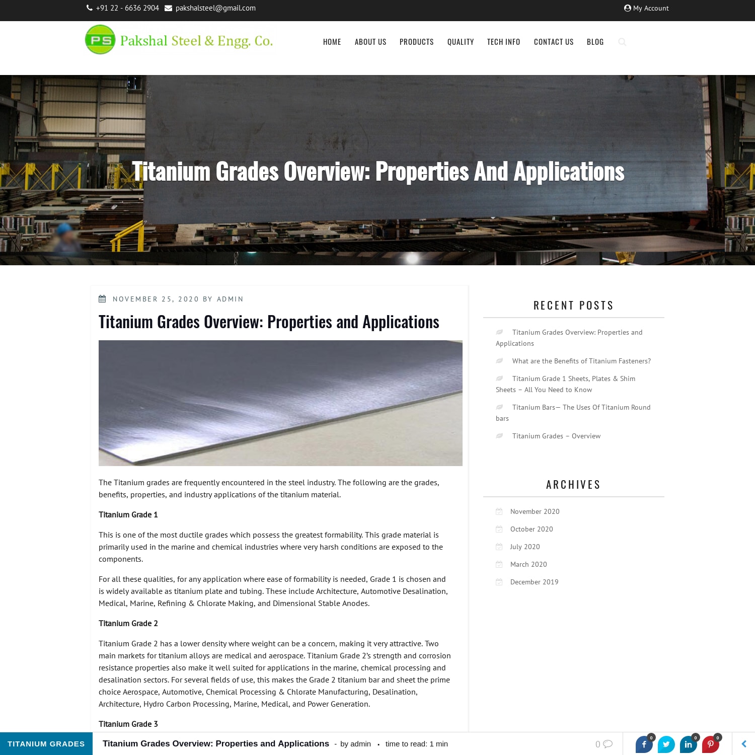 Titanium Grades Overview: Properties and Applications -
