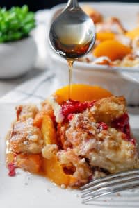 Easy Raspberry Peach Baked French Toast Recipe - Powered By Mom