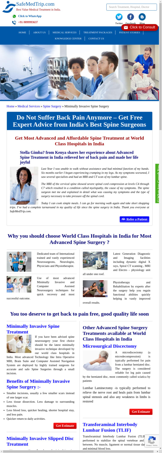 Affordable Minimally Invasive Spine Surgery from Top Hospitals in India.
