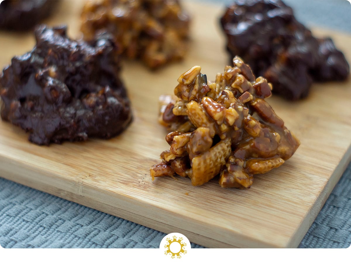 Chocolate and Caramel Cockroach Clusters