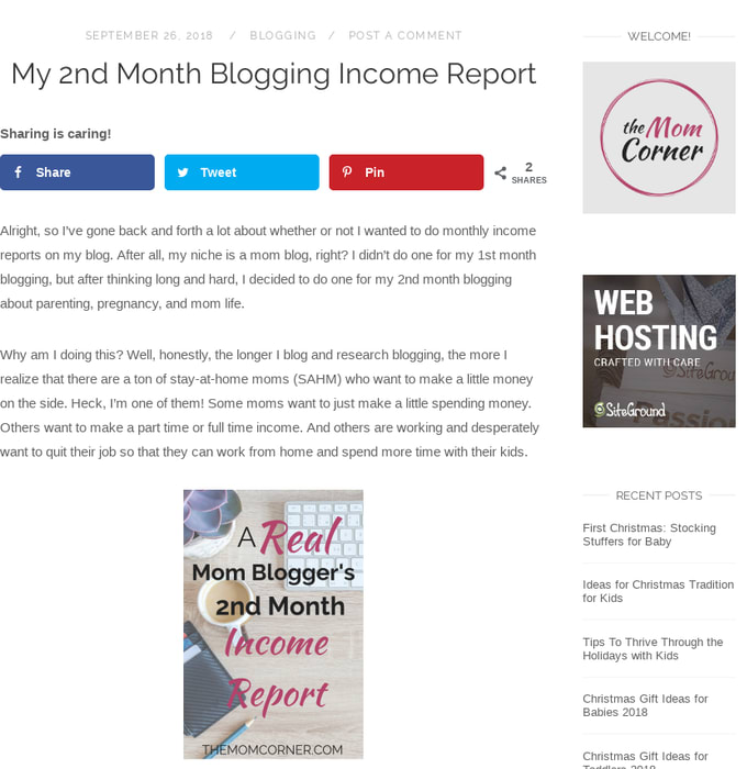 My 2nd Month Blogging Income Report