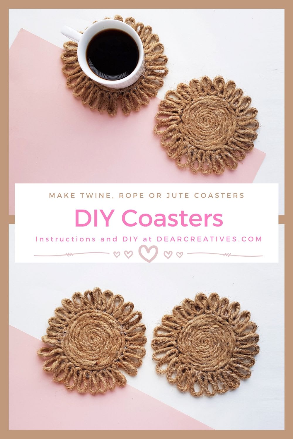 DIY Coasters - Twine Sun Flower Design