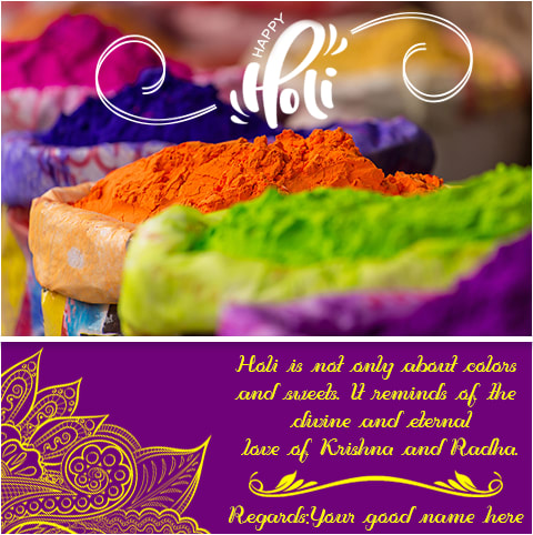 Happy Holi Greeting 2019 Card With Name
