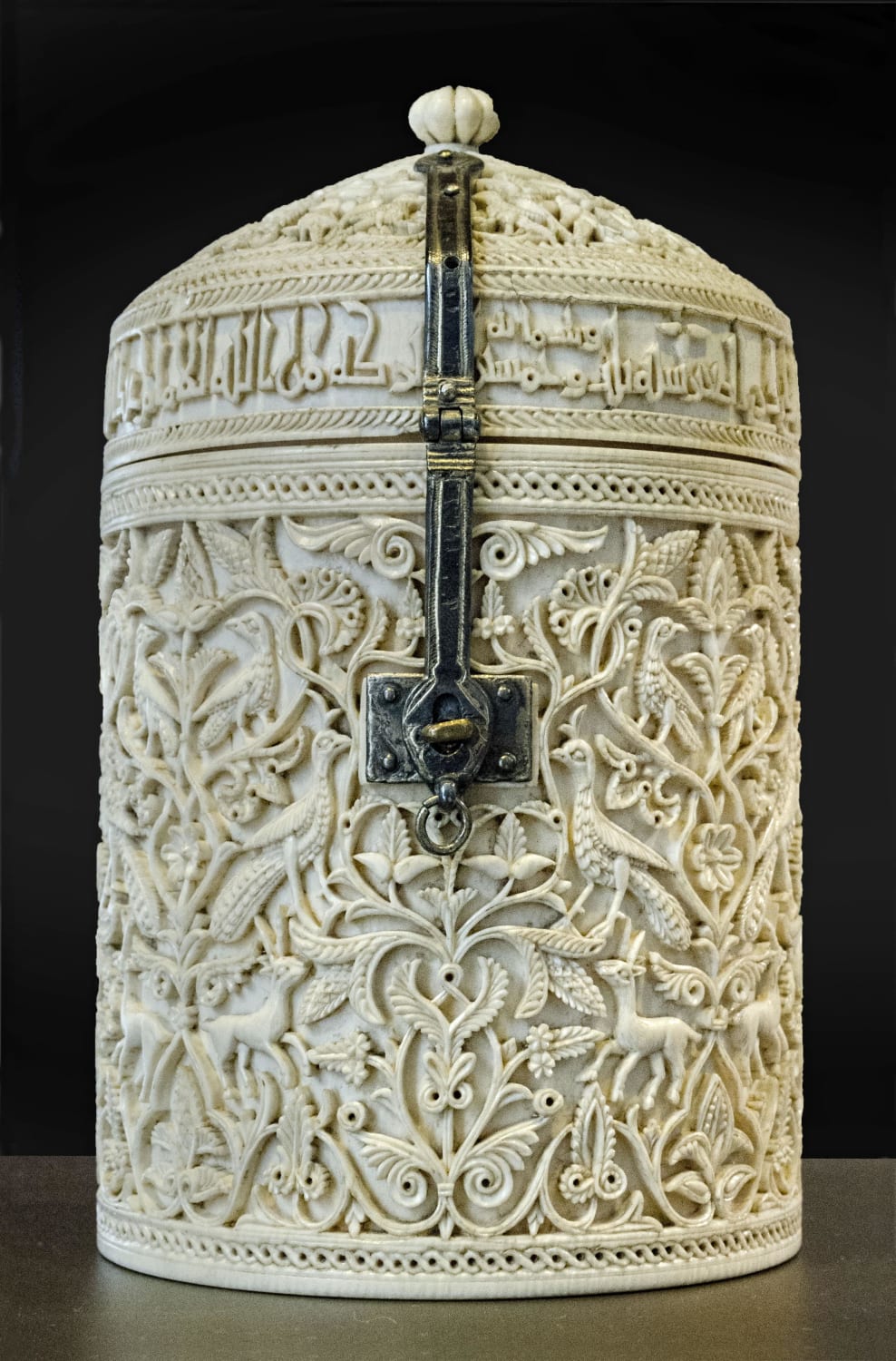 The Pyxis of Zamora is a carved ivory casket commissioned by the Umayyad caliph Al-Hakam II in 964 CE for his concubine Subh. It was made in the Madinat al-Zahra, capital of the Caliphate of Córdoba, and is now on display at the National Archaeological Museum of Spain