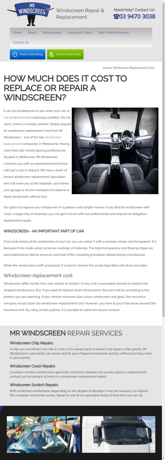 Windscreen Replacement Cost Melbourne