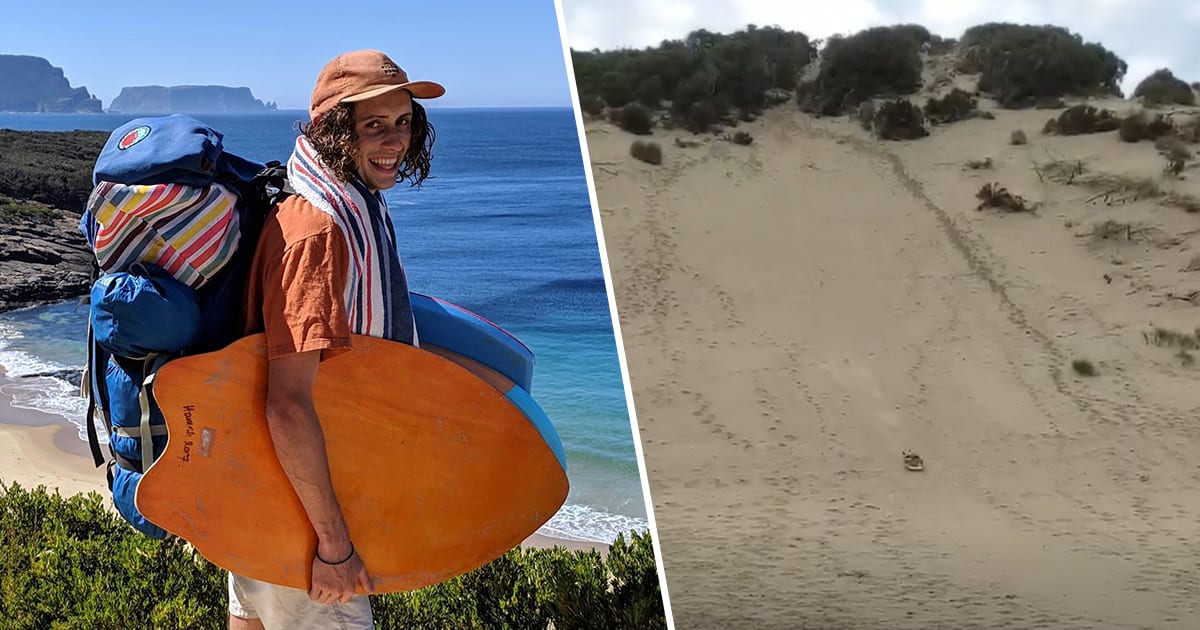 Australian Daredevil Sandboarder Flies Down Massive Dune And Into The Sea