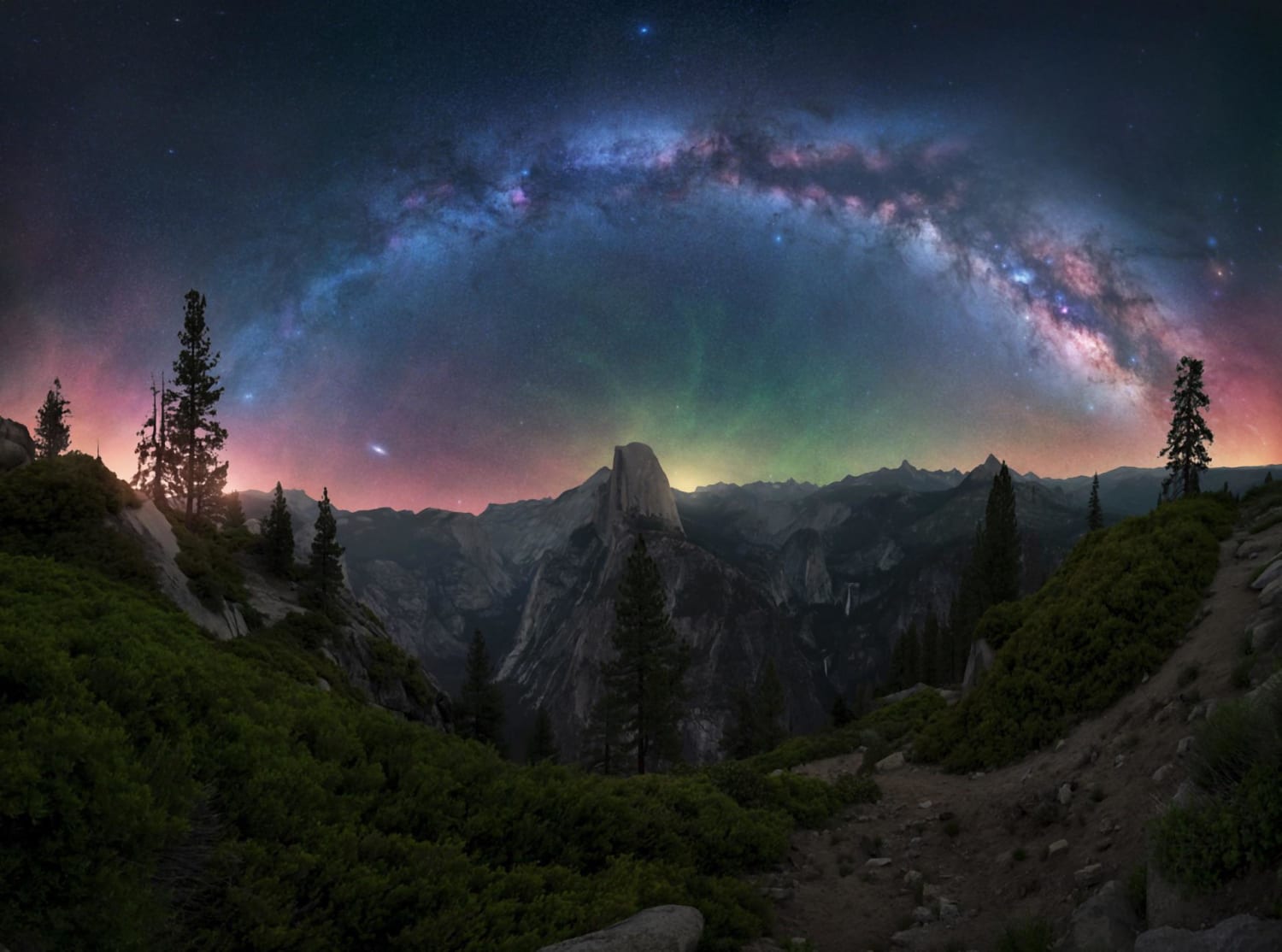 Full Milky Way pano over Yosemite National park