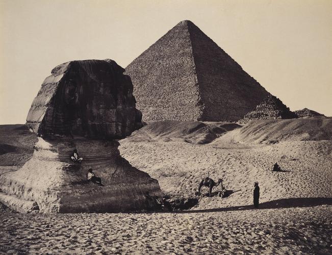 The Sphinx, the Great Pyramid and two lesser Pyramids, Giza, Egypt 4 March 1862