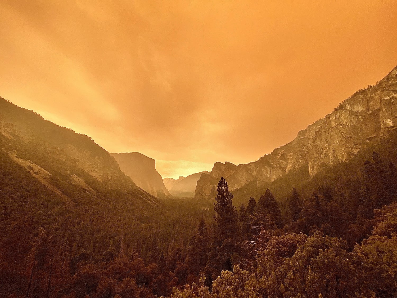 Yosemite Valley today blanketed in wildfire smoke