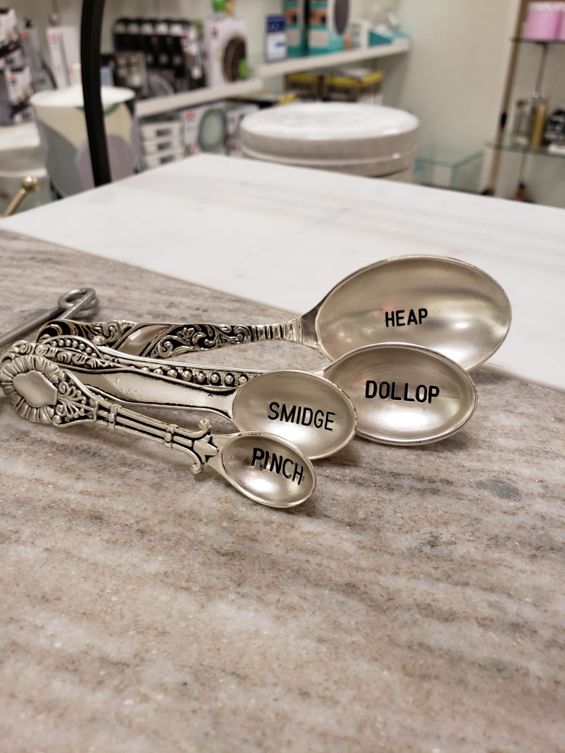 I found these measuring spoons that are labeled in grandma terms!