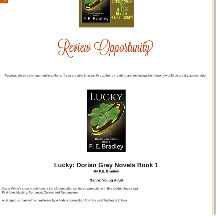 Review Opportunity: Lucky, Dorian Gray Novels Book 1