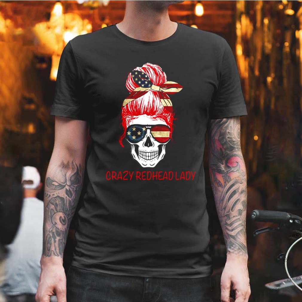 Crazy Redhead Lady Skull America Shirt, Hoodie, Sweater