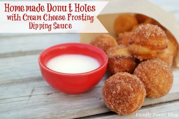 Homemade Donut Holes with Cream Cheese Frosting Dipping Sauce