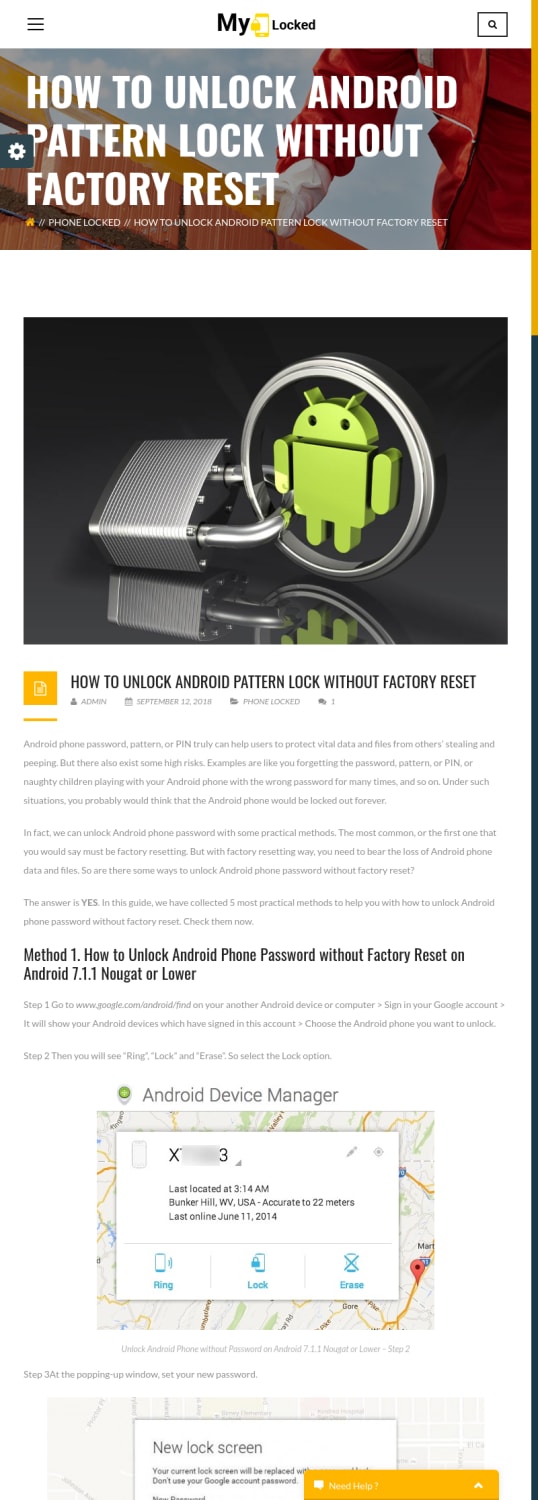 Unlock android Pattern Lock Without Factory Reset