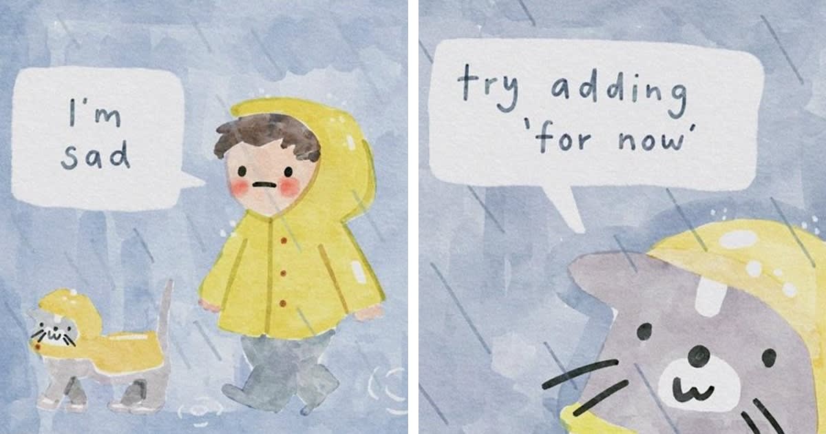 Artist Helps Soothe Anxious Minds With Adorably Supportive Cat Comics