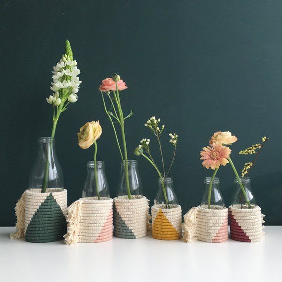 bottle vase | LARGE | triangle |100%cotton | glass | color