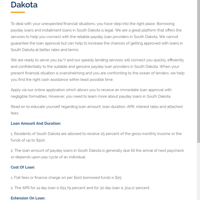 Loans in South Dakota