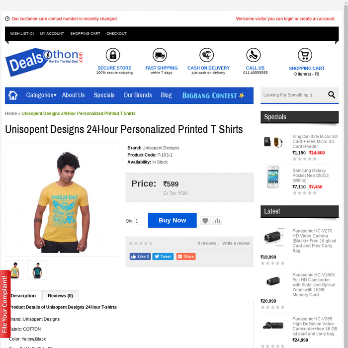 Unisopent Designs 24Hour Personalized Printed T Shirts