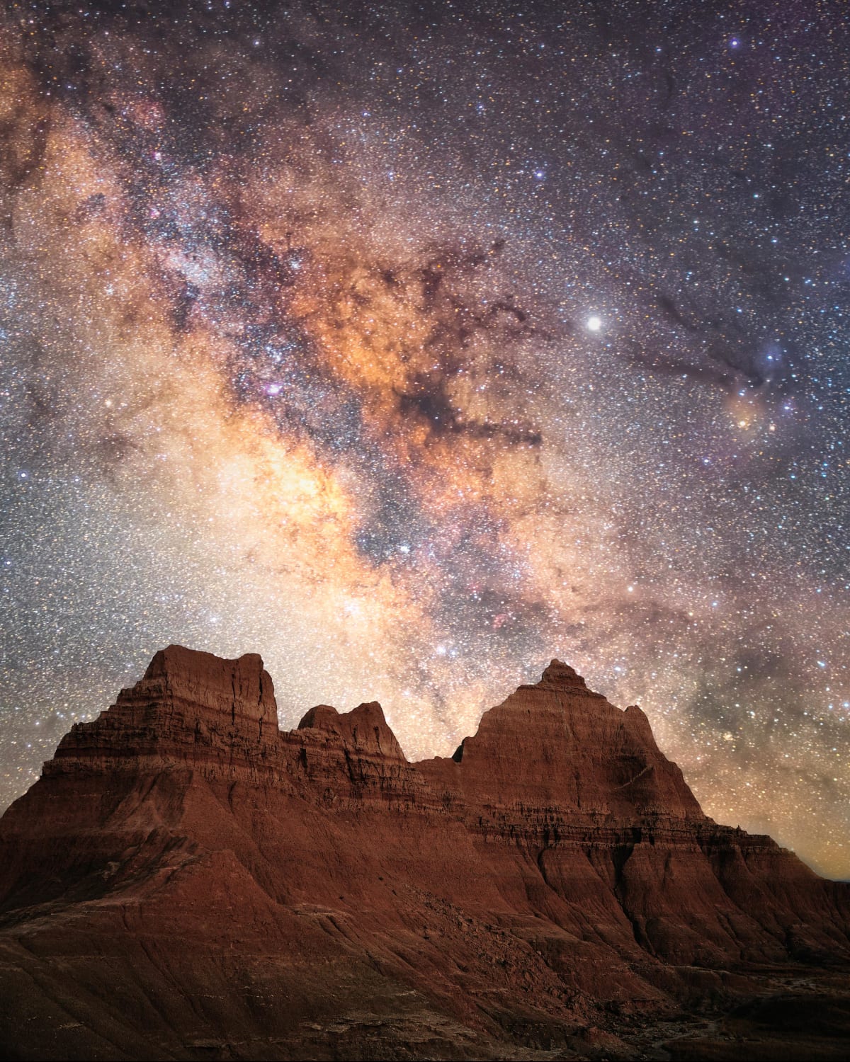 Milky Way above Badlands in South Dakota