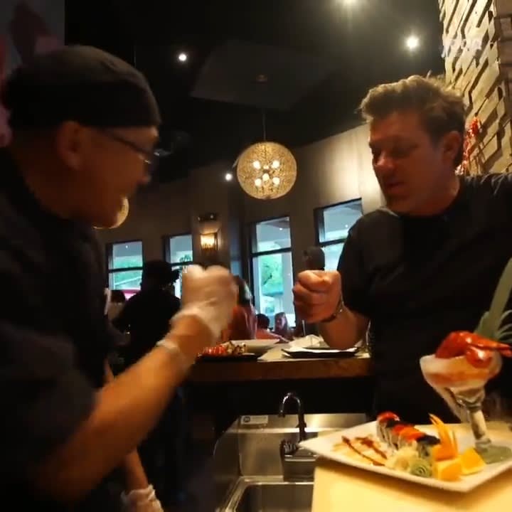 Have you ever had a dish as decadent as sushi stuffed with lobster AND scallops? @TylerFlorence was lucky enough to try it when he stopped by Casa Sensei while filming The Great Food Truck Race! GreatFoodTruckRace is all-new Sunday at 9|8c.