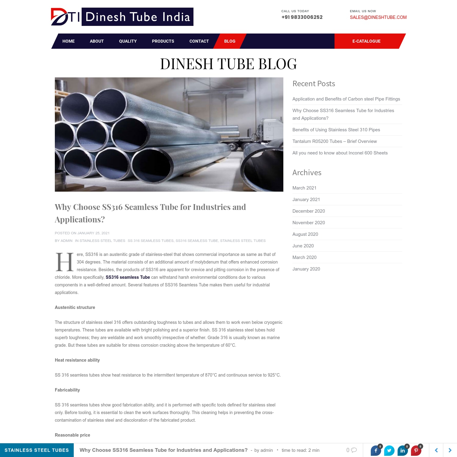 Why Choose SS316 Seamless Tube for Industries and Applications? - Dinesh Tube Blog