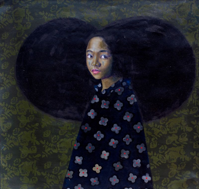 Oil paintings by Oluwole Omofemi that explore the politics behind Black women's hair