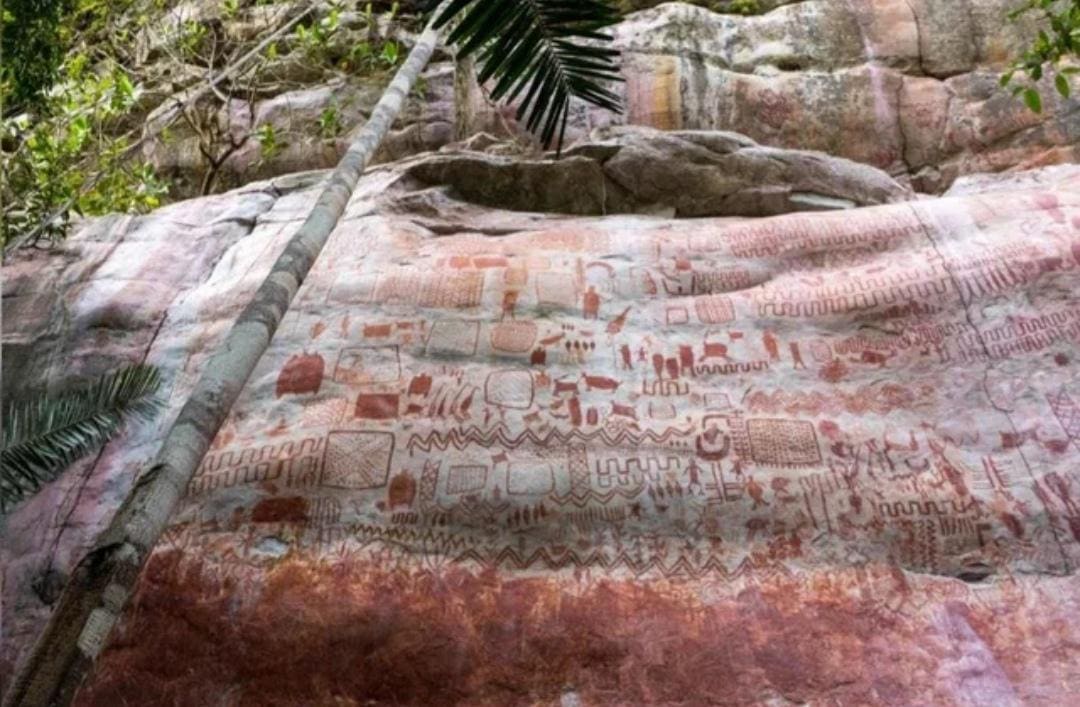 An 8-mile-long canvas filled with drawings from the Ice Age has been discovered in the Amazon rainforest