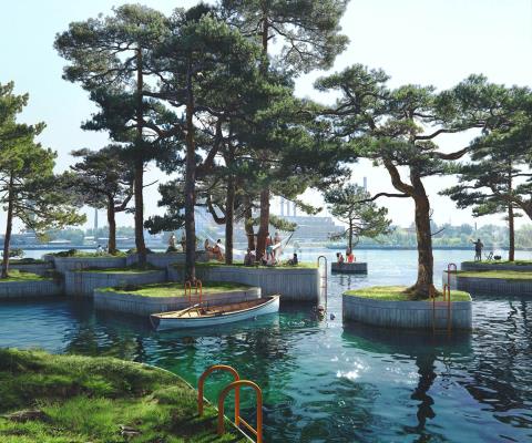 Marshall Blecher and Studio Fokstrot unveil parkipelago floating islands for Copenhagen
