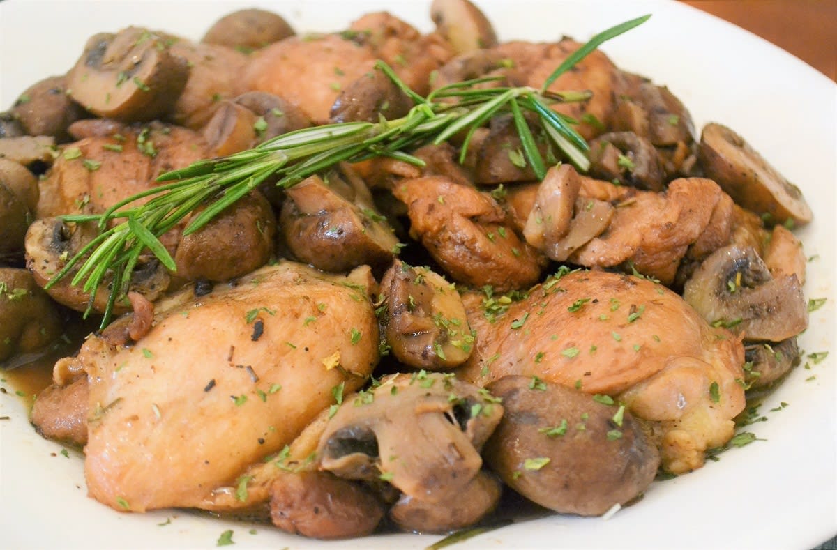 Mushroom Chicken Thighs with Rosemary