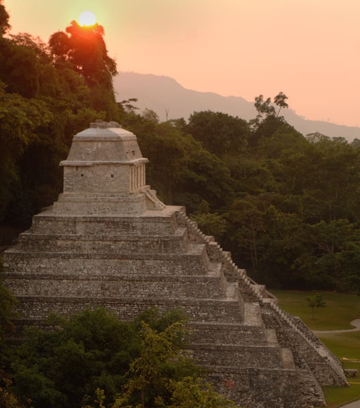 The Maya tracked astronomical movements and recorded them on calendars, monuments, and architecture. One example is the Temple of the Inscriptions at Palenque, in southern Mexico, which may have been built with solar alignments in mind.