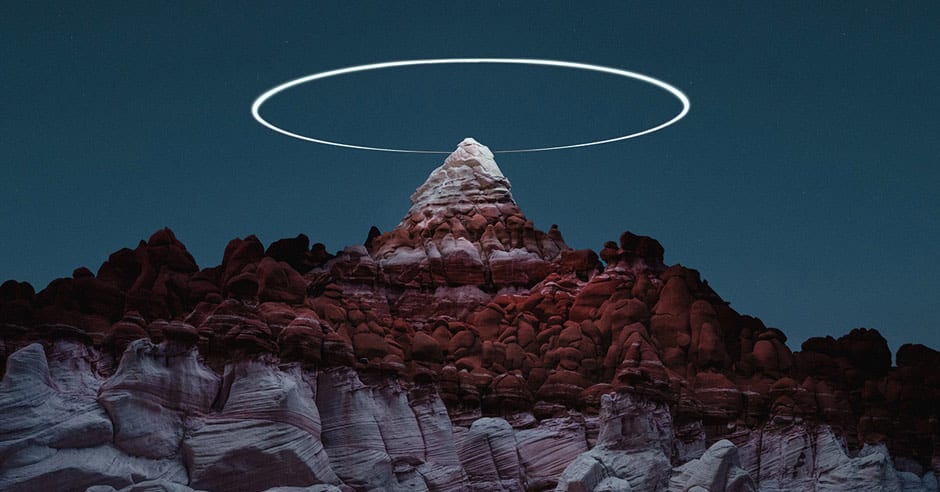 Photographer Reuben Wu Uses Drones to Create Halos of Light Above Mountaintops
