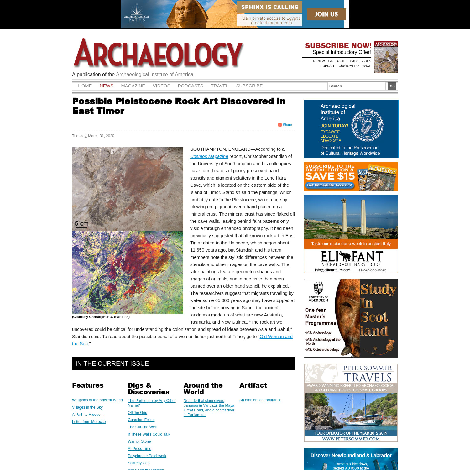 Possible Pleistocene Rock Art Discovered in East Timor - Archaeology Magazine