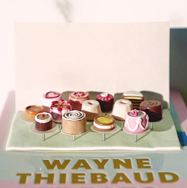 Petite treats 🍰 Washington, DC artist @Queengwen was so inspired by Wayne Thiebaud’s “Cakes,” she created her own miniature, three-dimensional version of his famous painting using polymer clay.