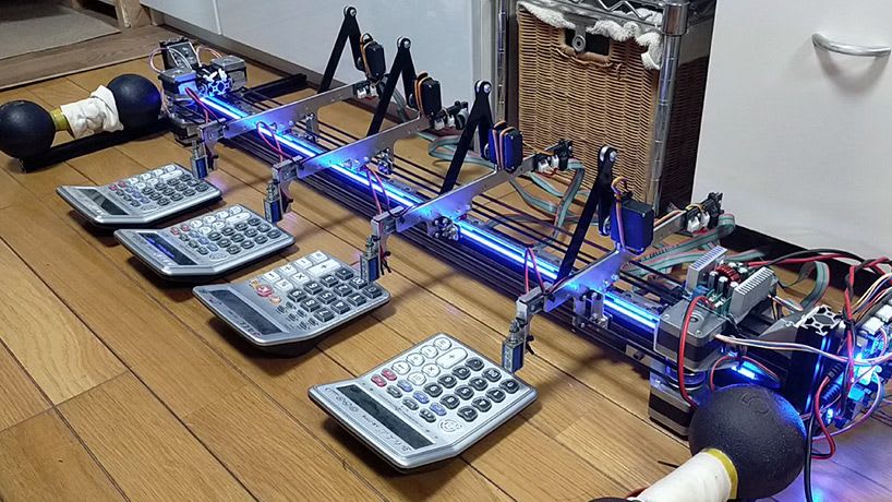 watch A-HOGE, the calculator-playing robot, perform mozart's 'turkish march'