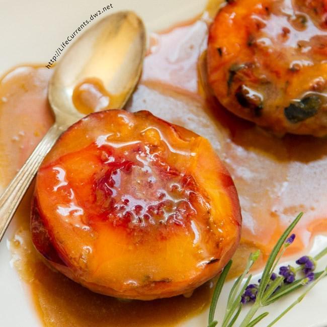 Grilled Peaches with Cointreau Caramel Sauce - Life Currents