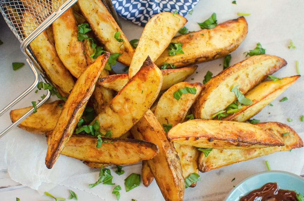 Spicy Curried Potato Wedges - Oven & Air Fryer Method