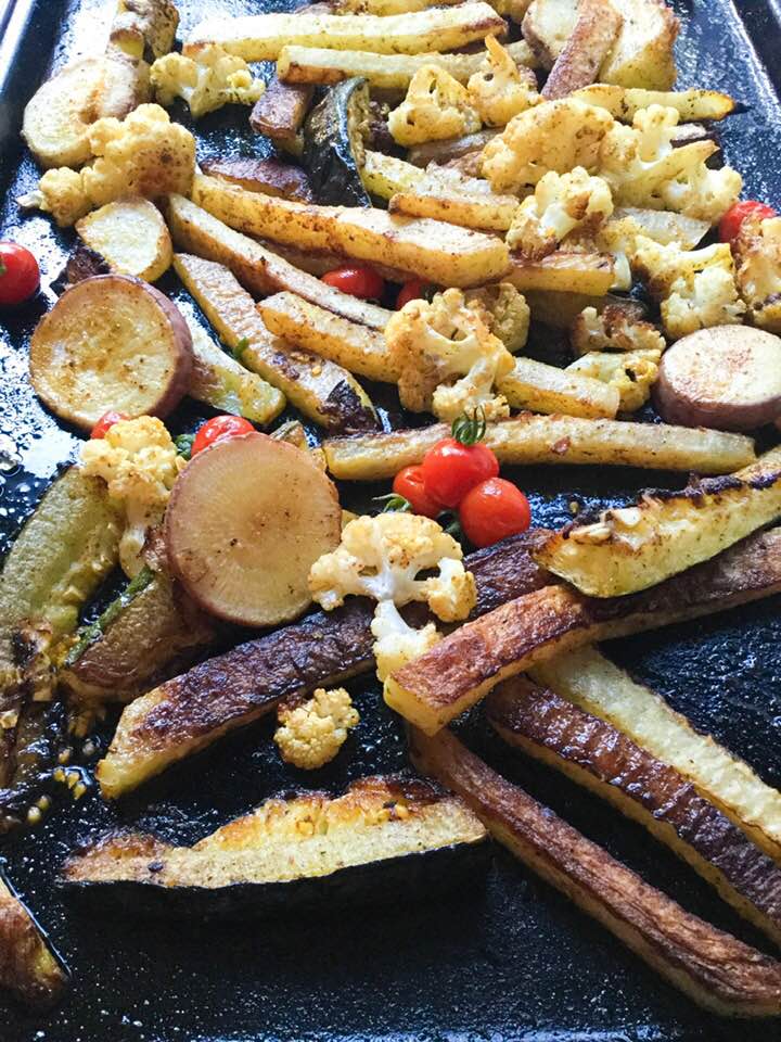 Baked spiced fall root vegetables